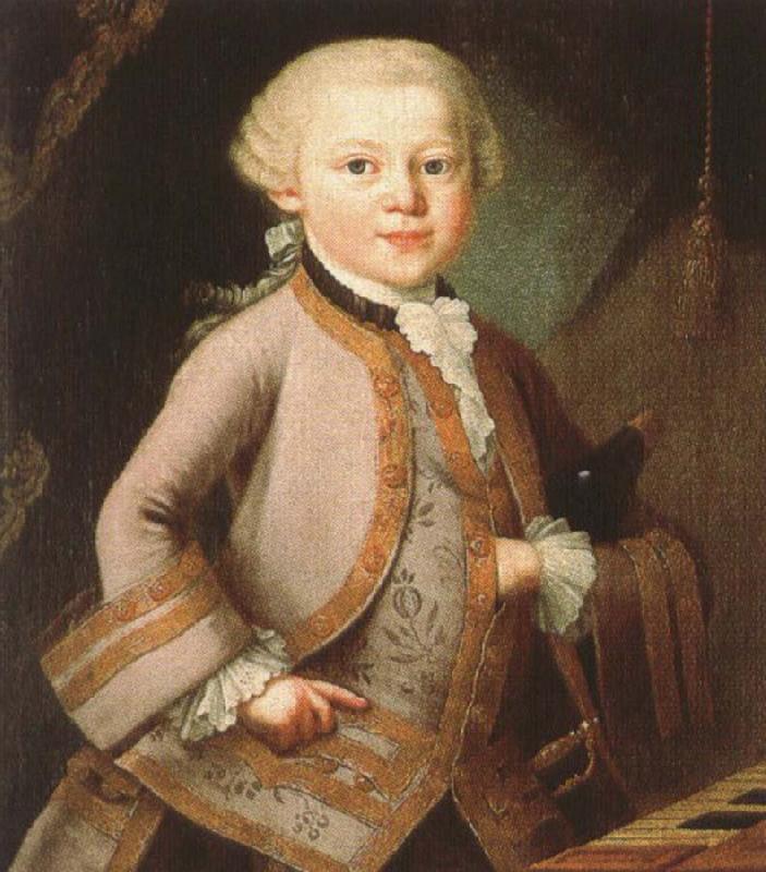  mozart at the age of six in court dress, painted p a lorenzoni